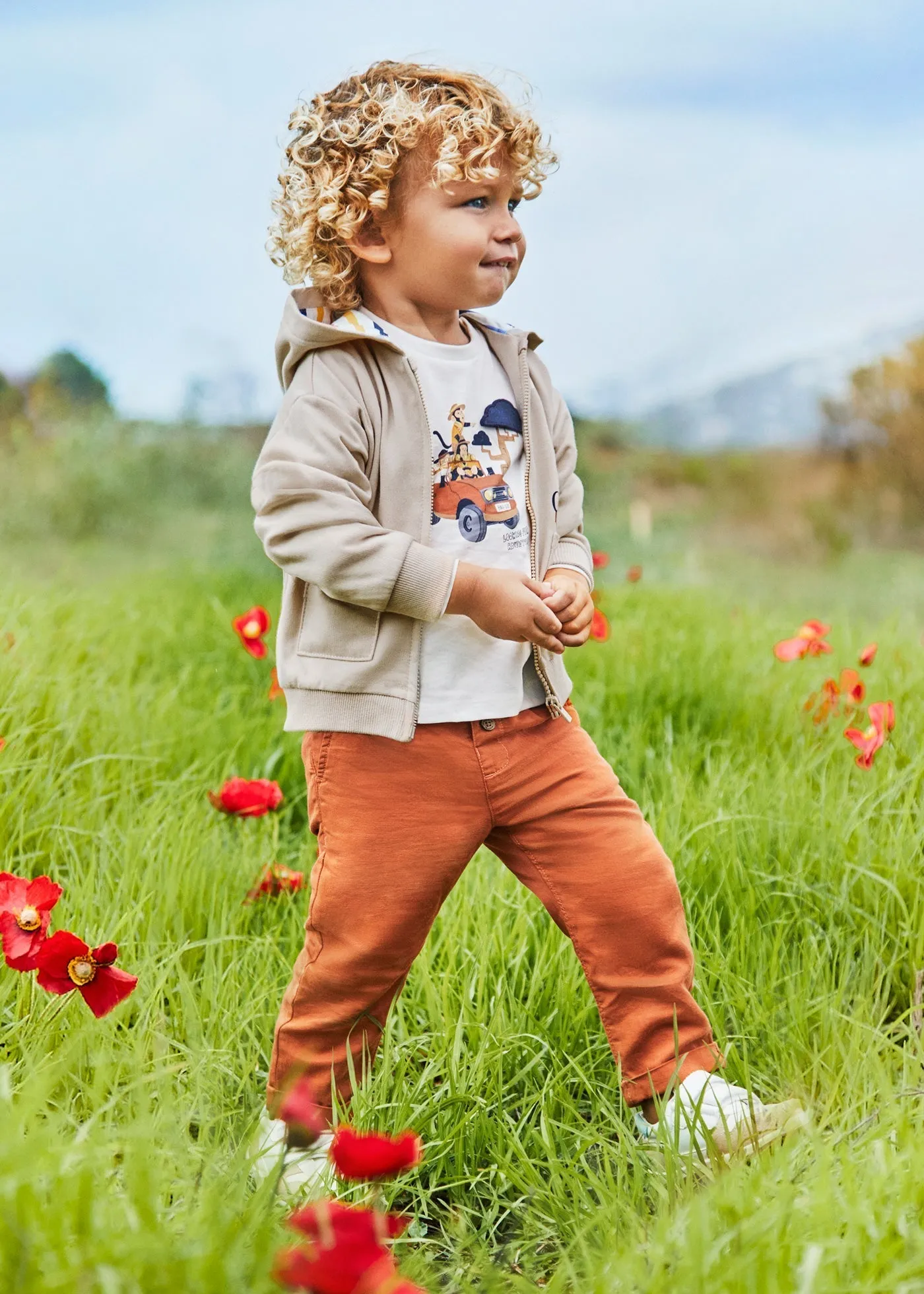 1541 - linen relax pants for baby boy - Clay