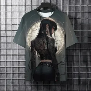 3D print Cartoon Animation Men's T-shirt Cool Samurai Tattoo Summer Street Everyday Casual Fashion short Sleeve Loose