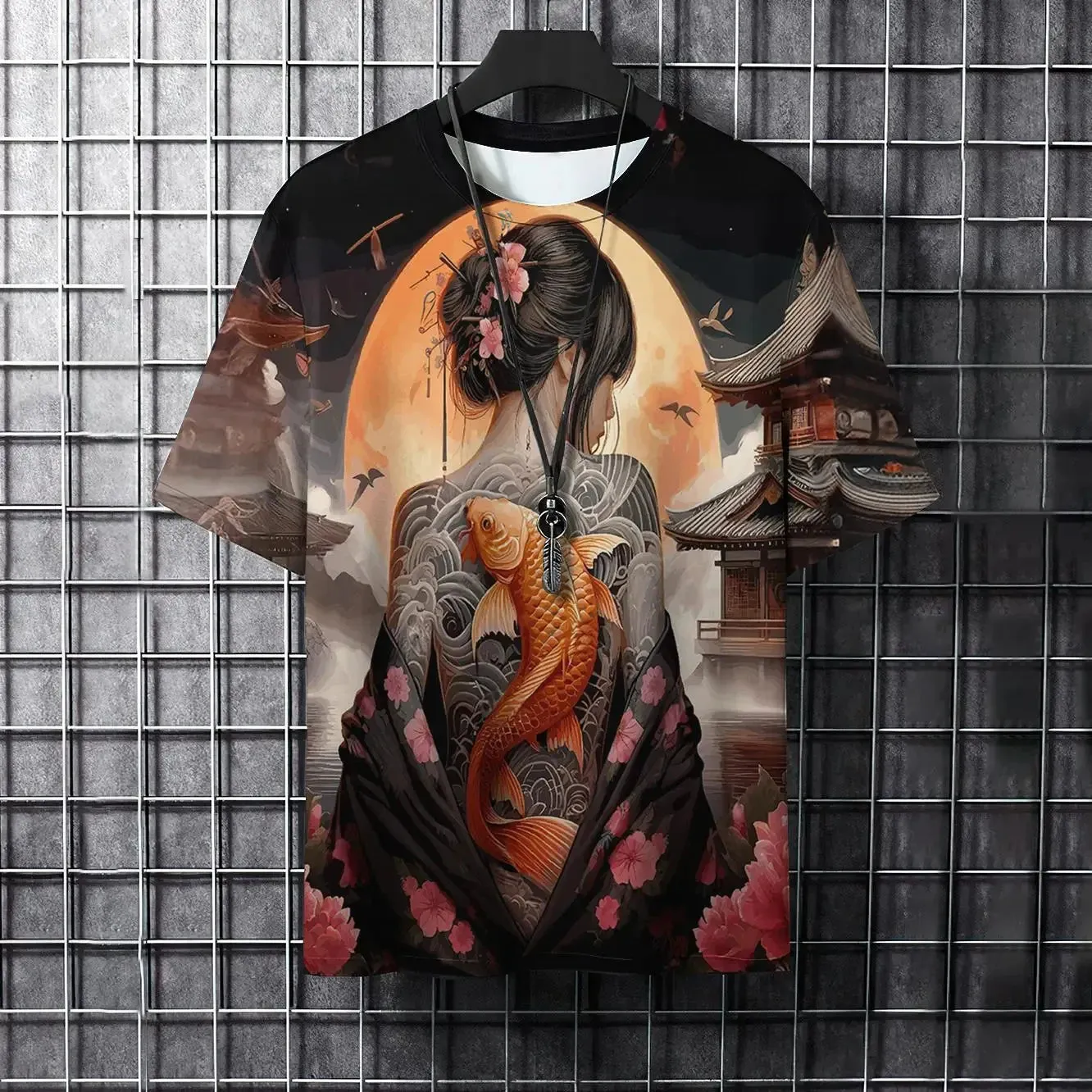 3D print Cartoon Animation Men's T-shirt Cool Samurai Tattoo Summer Street Everyday Casual Fashion short Sleeve Loose