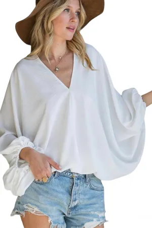 Aaliyah Dolman Sleeves V Neck Blouse