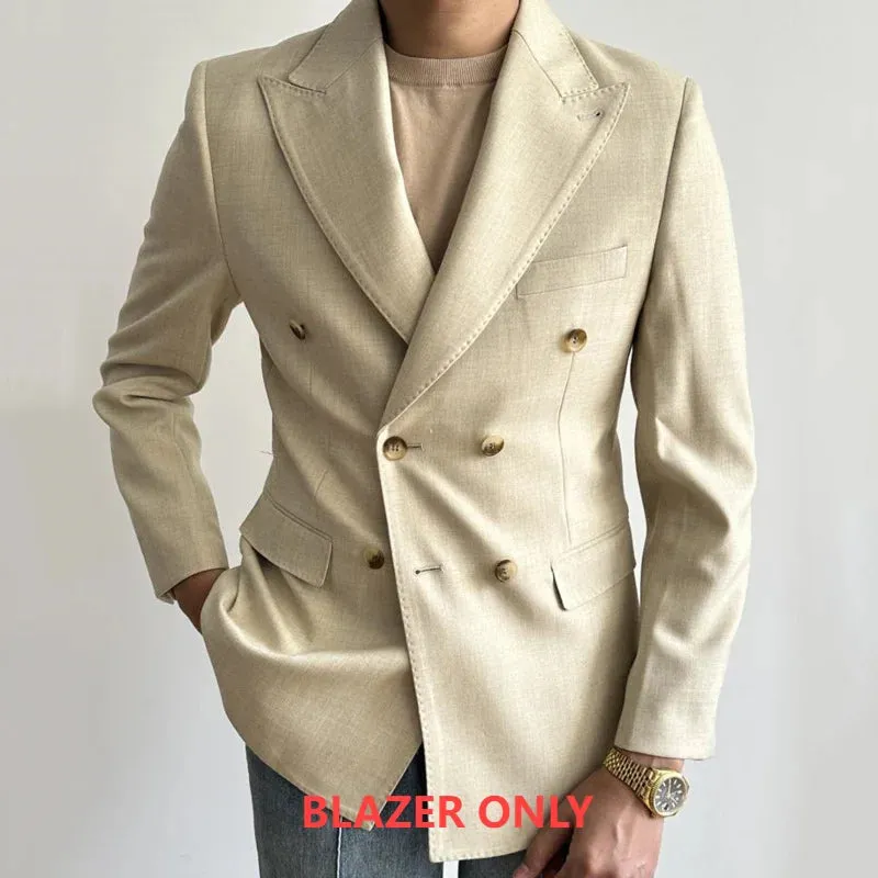 Aidase Italian Double Breasted Suit For Men Gentleman Business Blazer Hombre Luxury Retro Fall Long Sleeve Suit Dress Prom Blazers Men