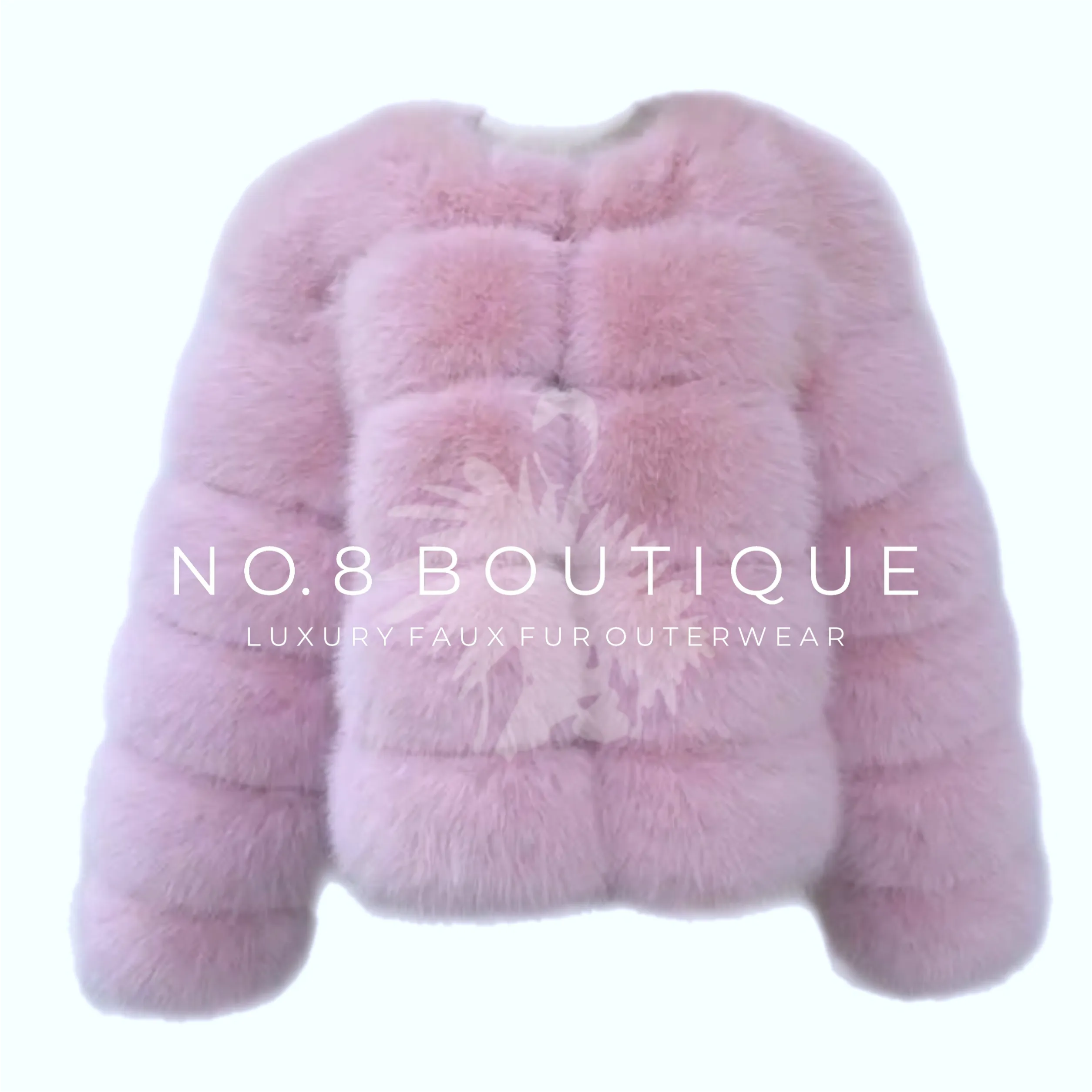 Baby Pink Faux Fur Jacket With 5 Rows