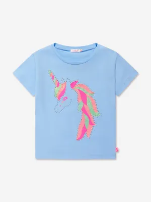 Billieblush Girls Unicorn T-Shirt in Blue