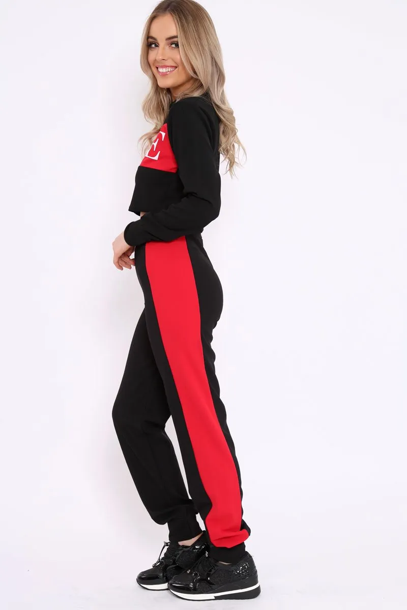 Black Vogue Slogan Tracksuit - Neyla