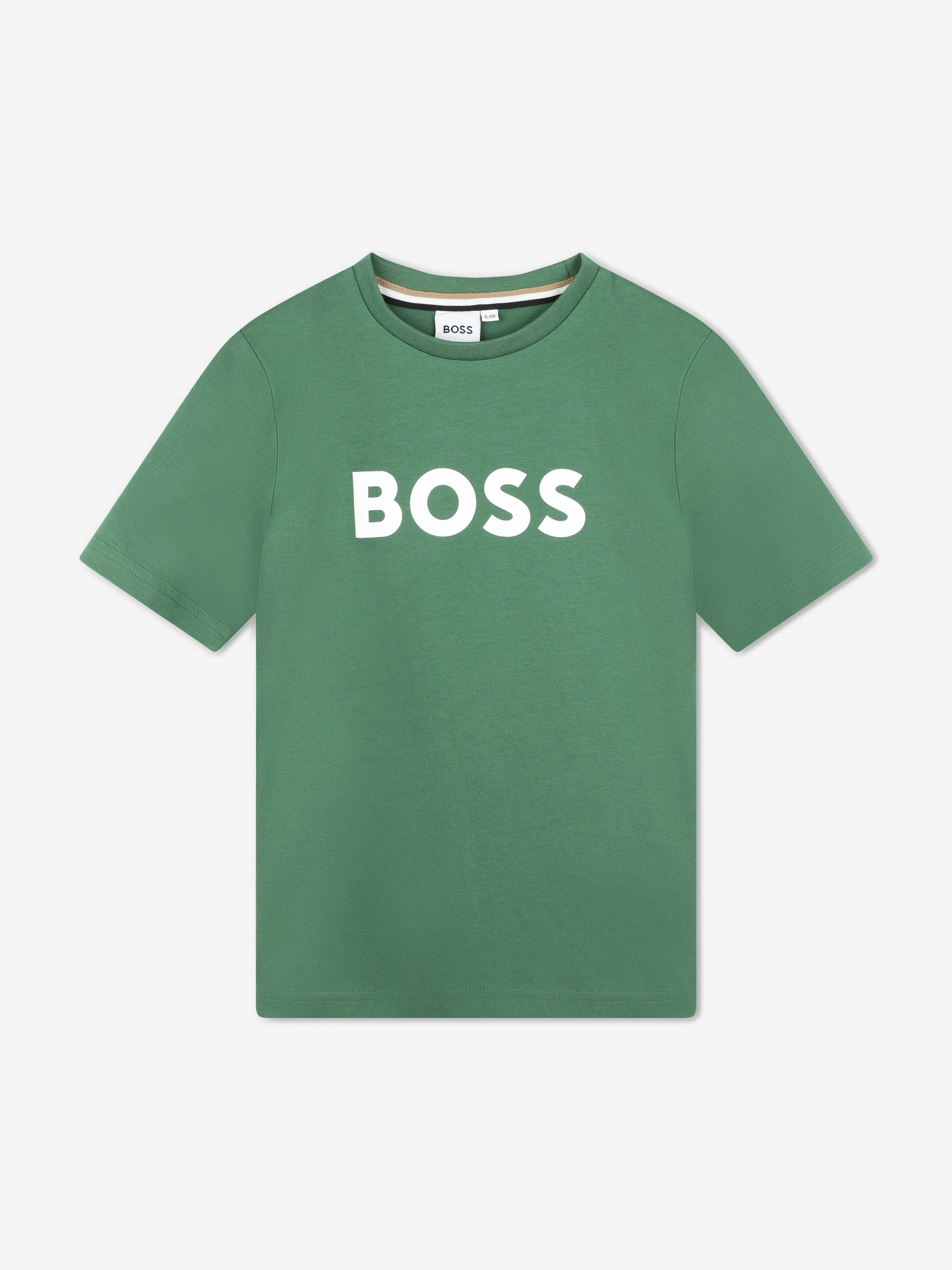 BOSS Boys Logo Print T-Shirt in Green