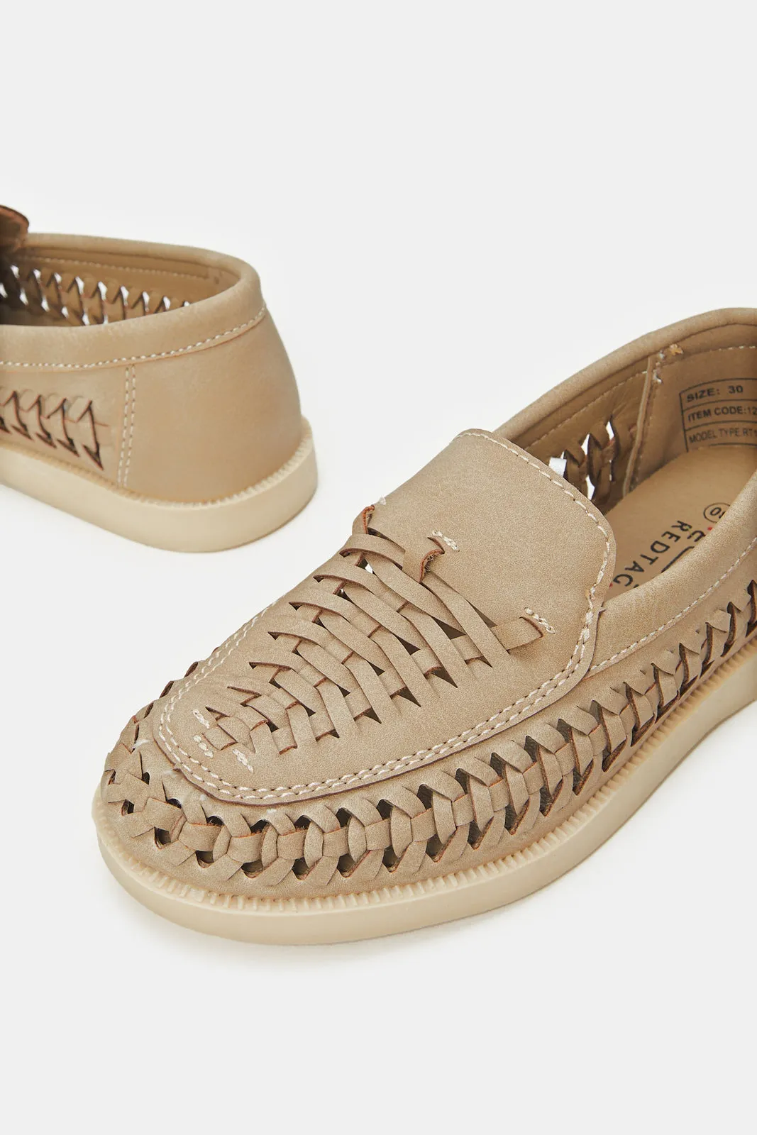 Boys Beige Woven Loafer