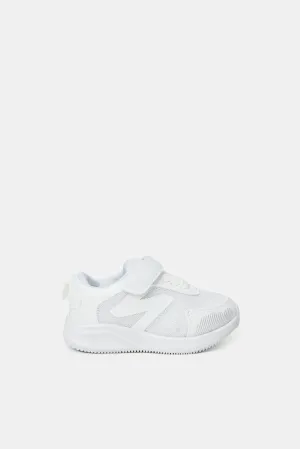 Boys White Strap Trainers