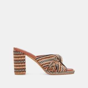 BRILAH HEELS TAN MULTI WOVEN