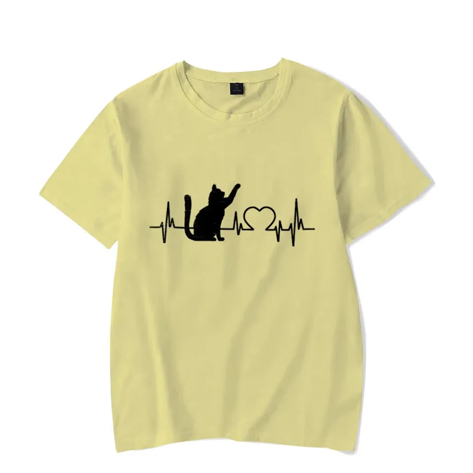 Cat Heartbeat Printed Shirt