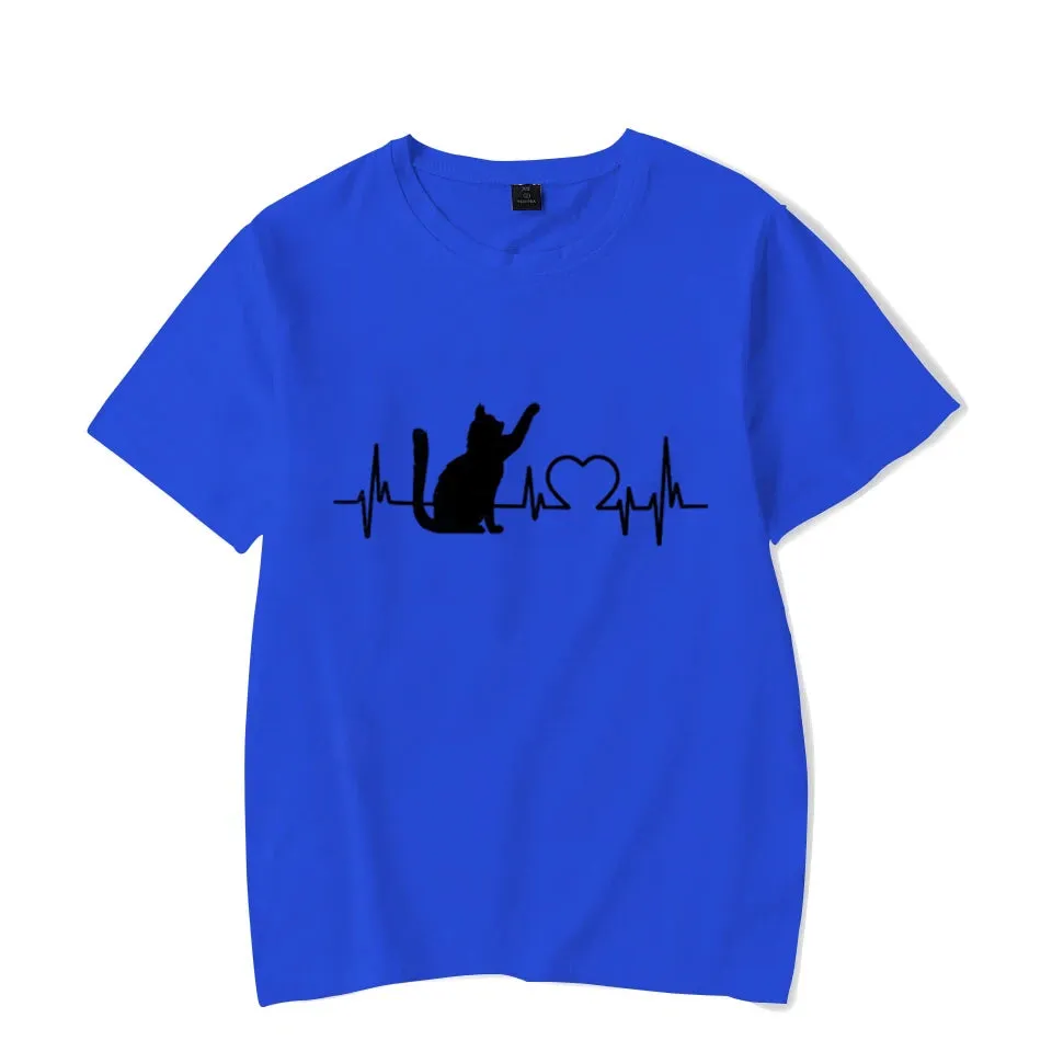 Cat Heartbeat Printed Shirt