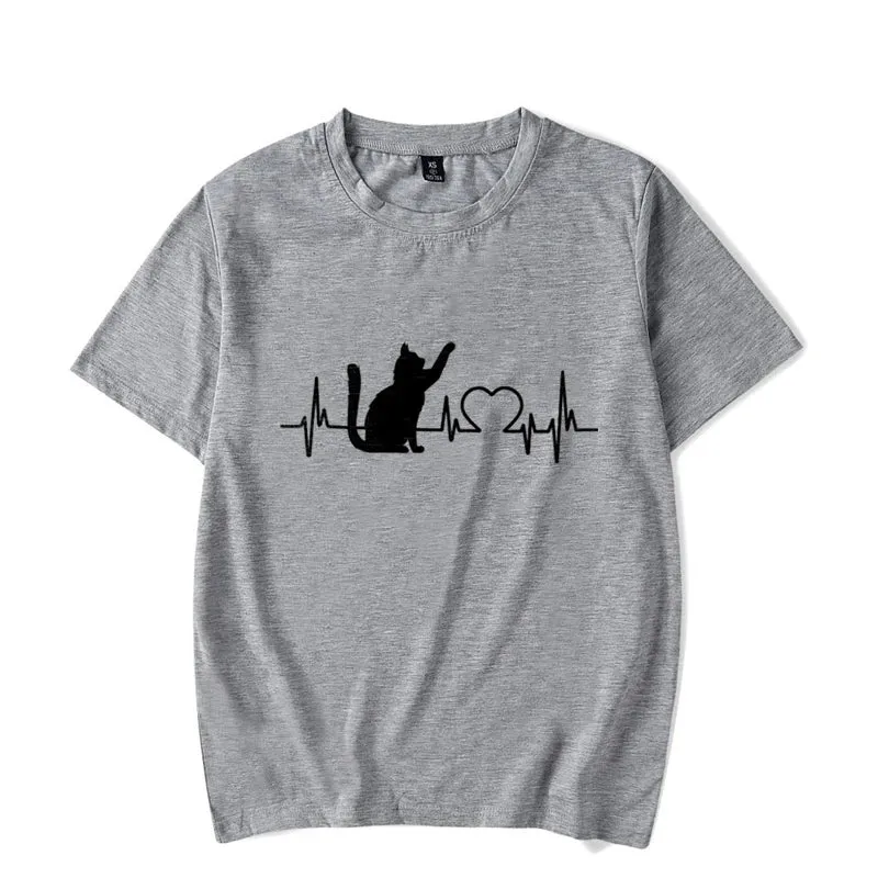 Cat Heartbeat Printed Shirt