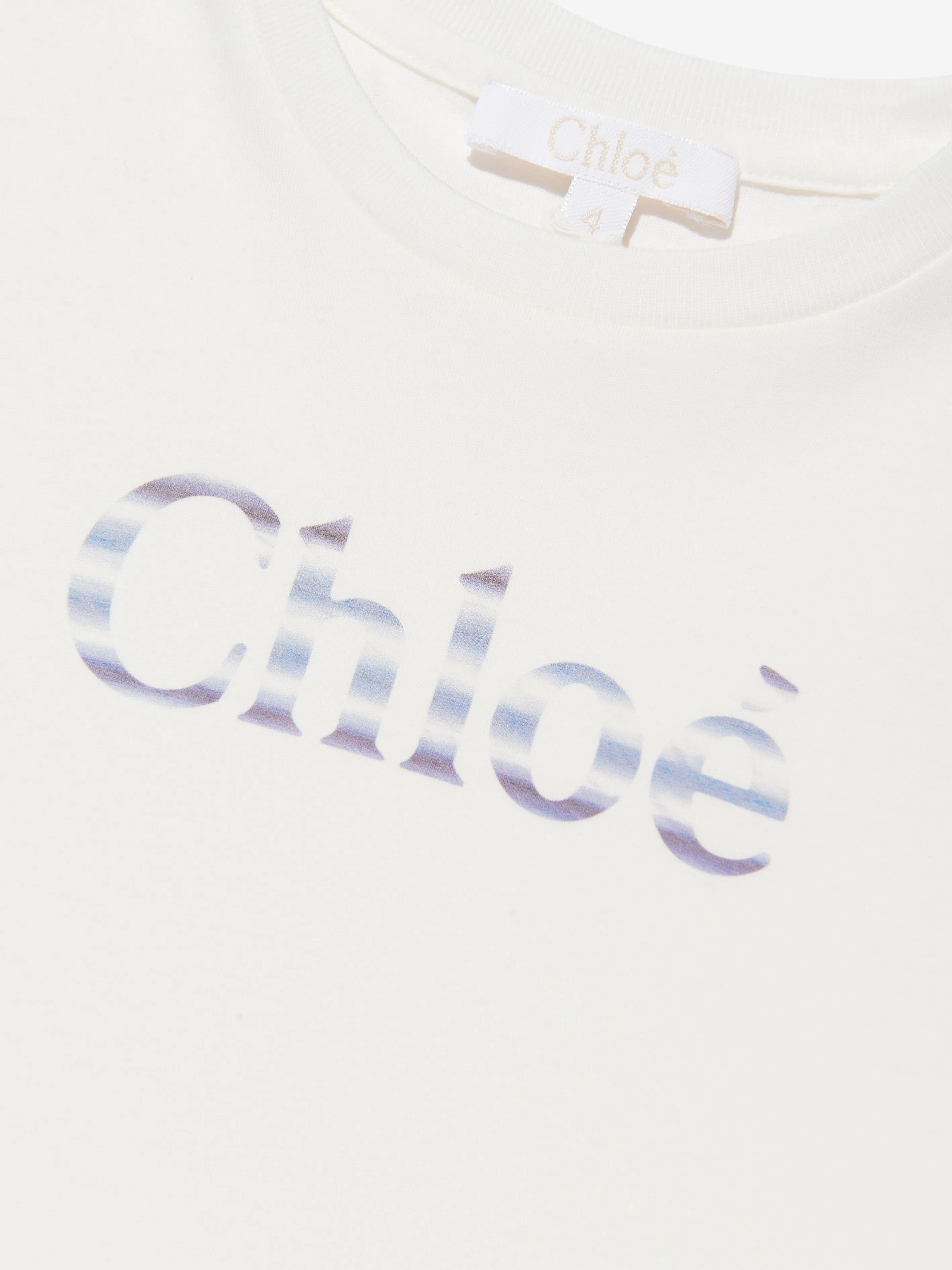 Chloé Girls Organic Cotton Cropped T-Shirt in Ivory