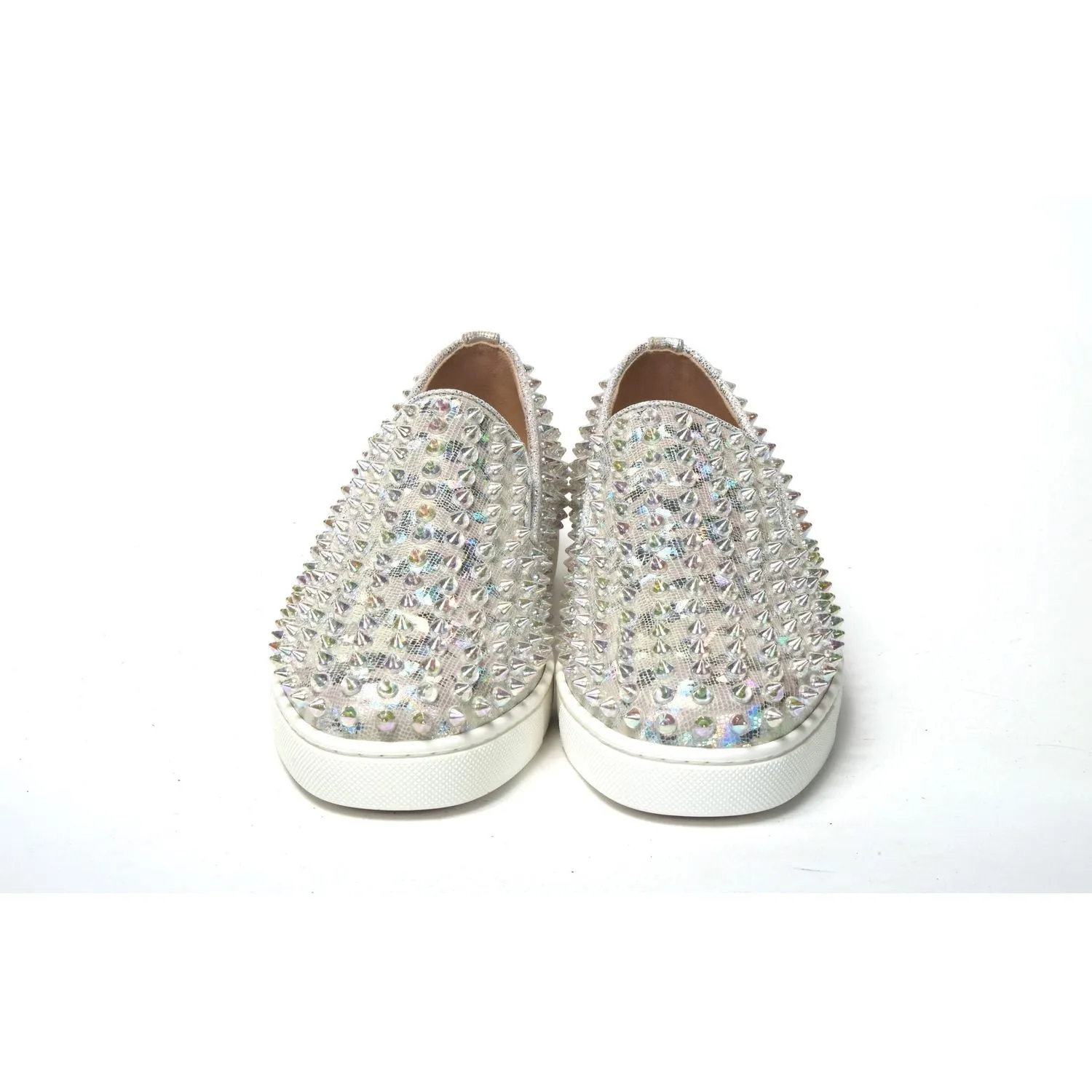 Christian Louboutin White Ab/Clear Ab Roller Boat Woman Flat Sneaker