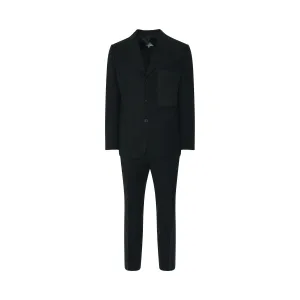 Classic Wool Striped Suits in Black