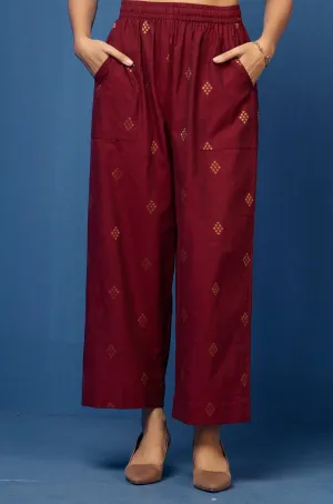 comfort fit pants - maroon butti