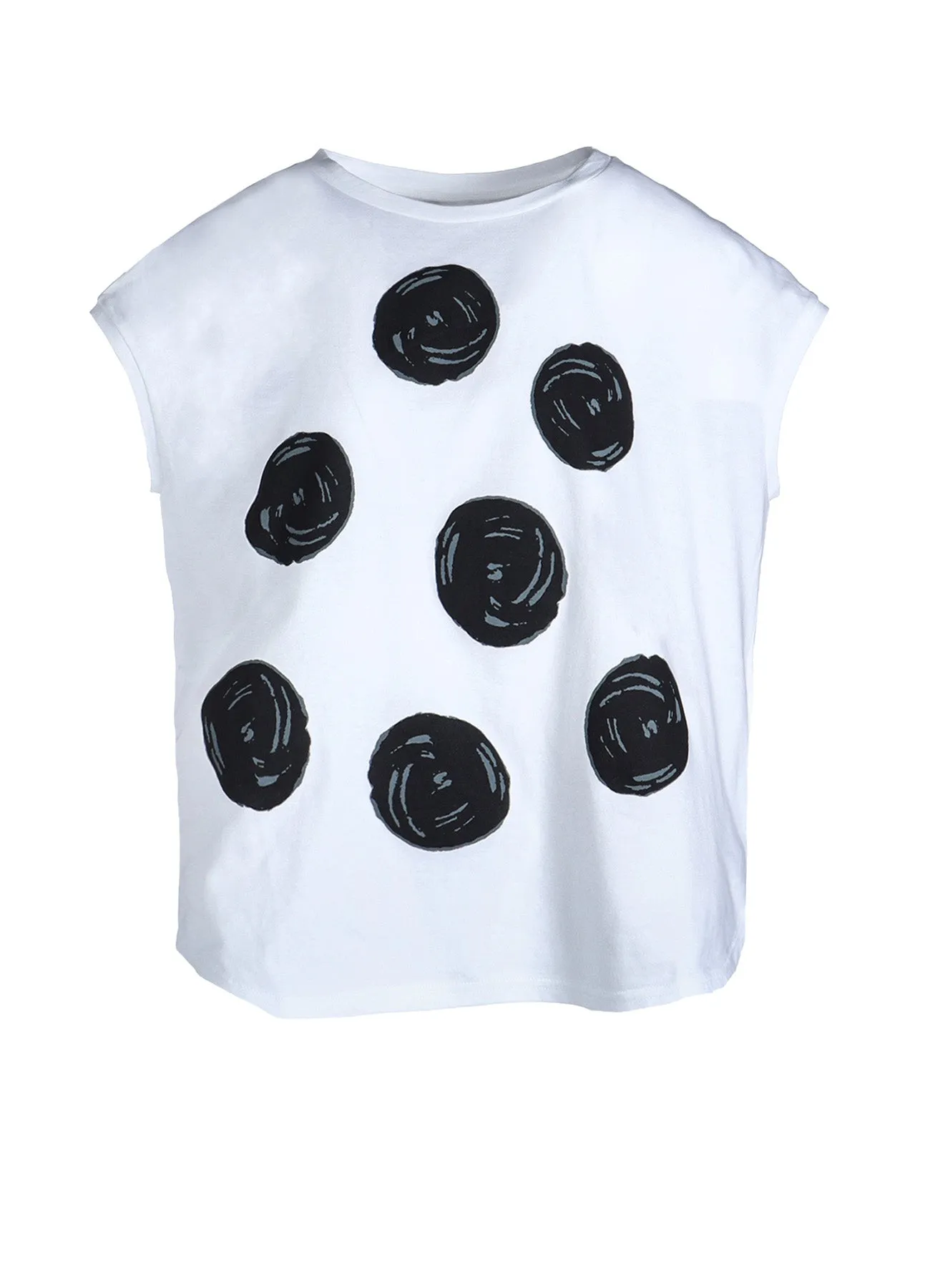 COTTON JERSEY DOT PRINT FRENCH SLEEVE SHIRT