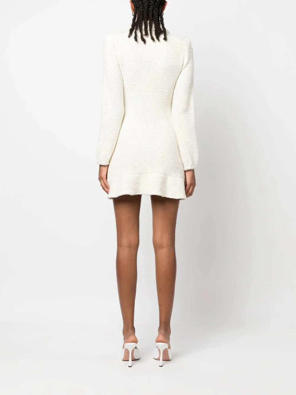 Cream Sequin Knit Pearl Mini Dress