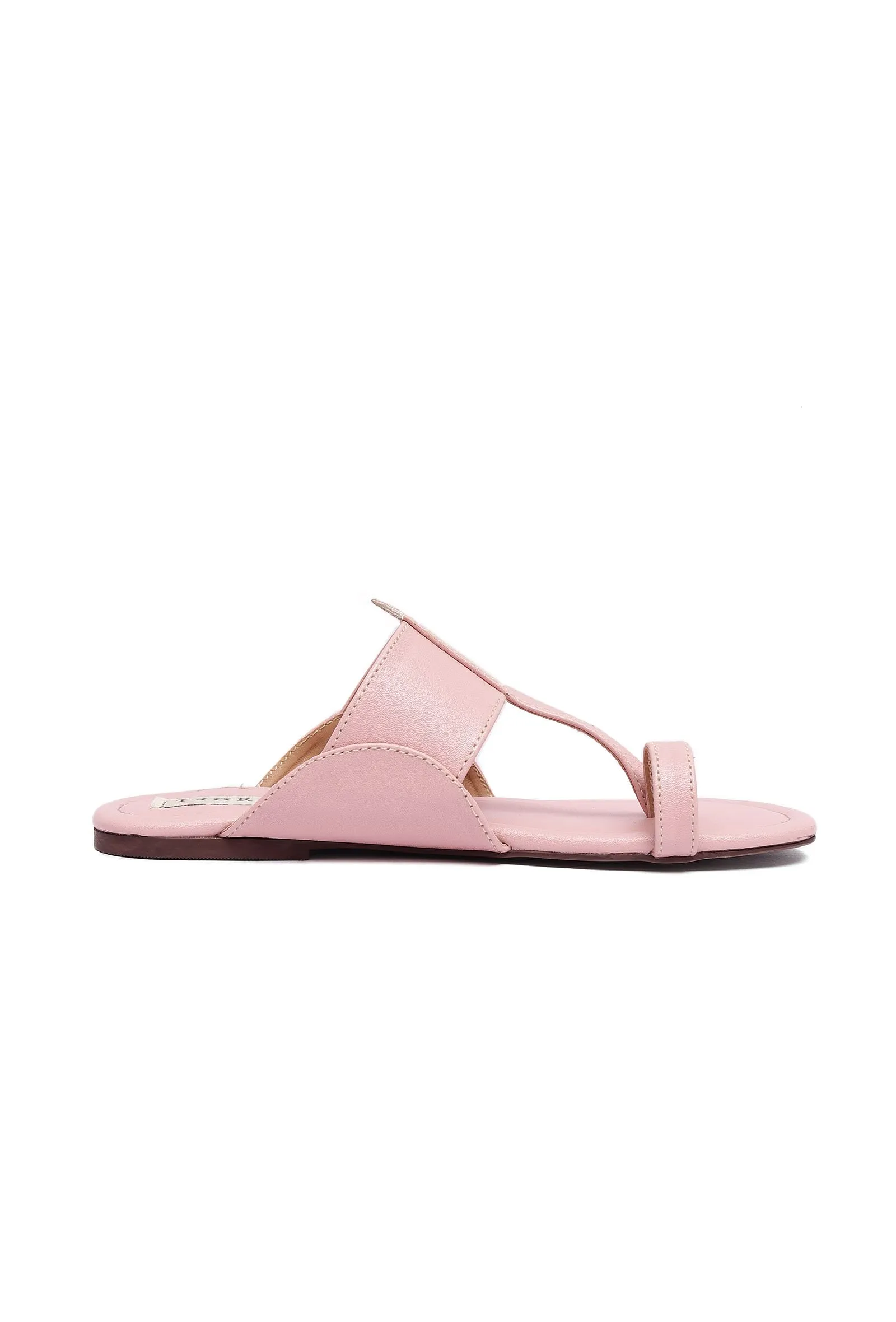 Crepe Pink Kolhapuri Inspired Flats With Insole Cushion Padding