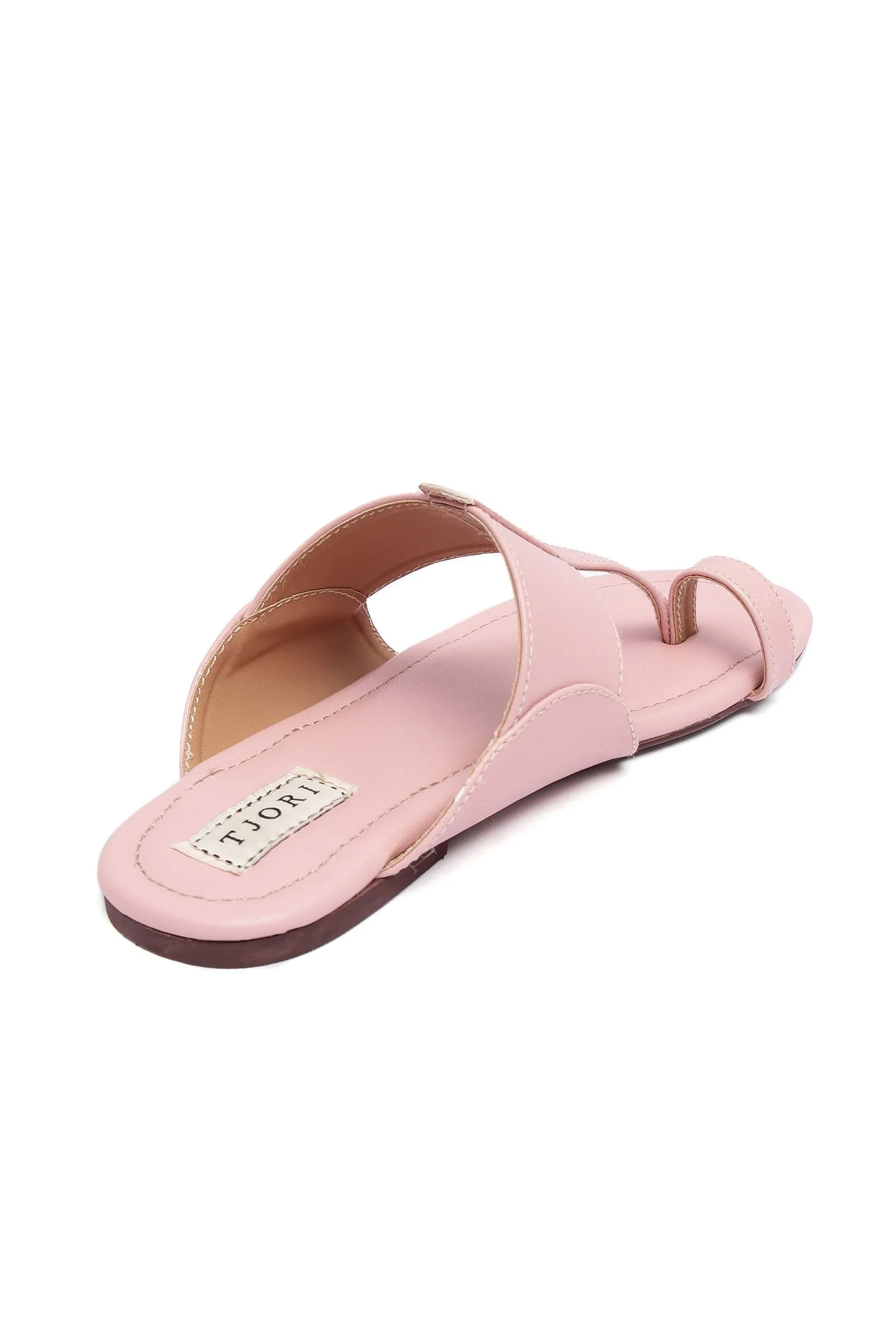 Crepe Pink Kolhapuri Inspired Flats With Insole Cushion Padding