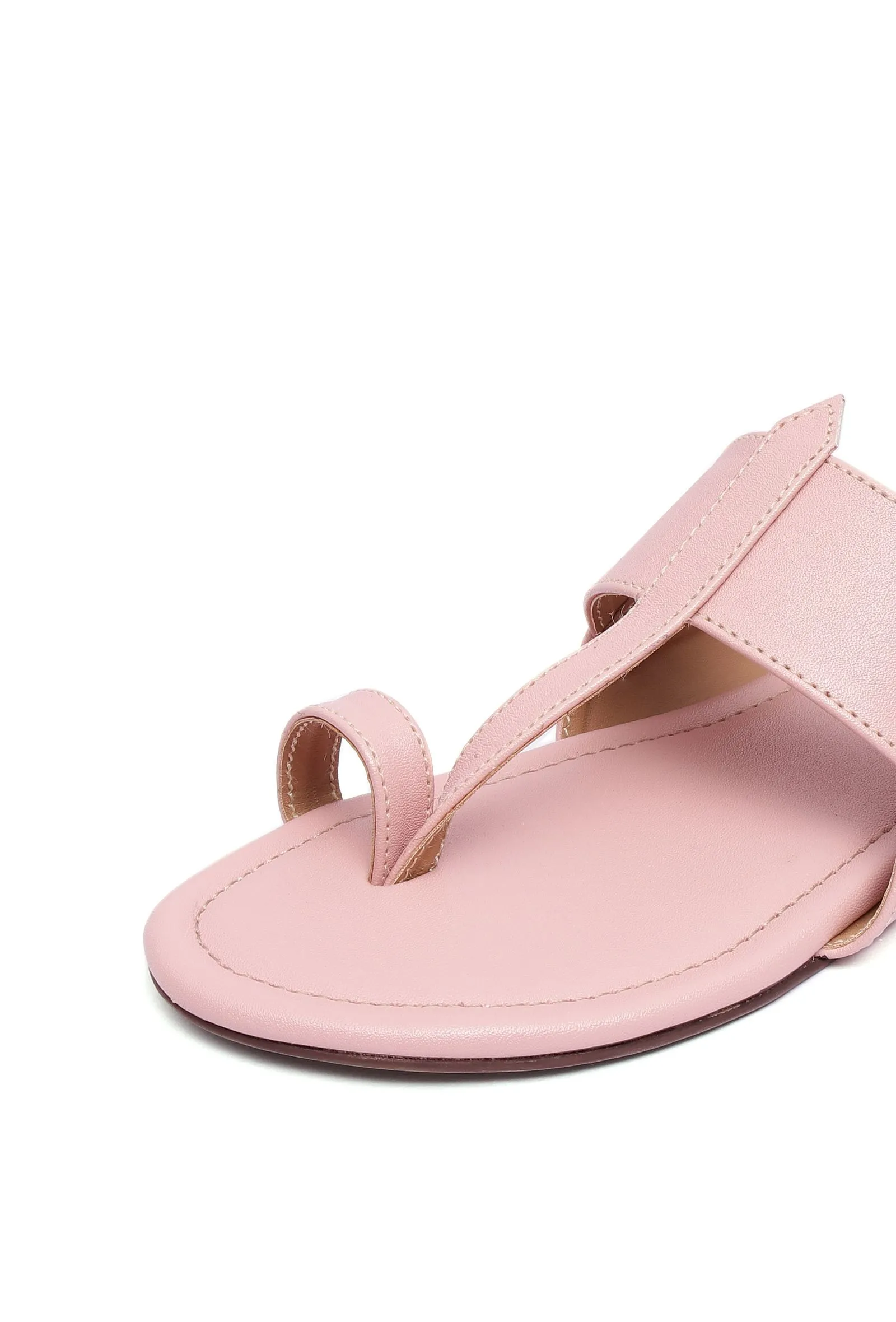 Crepe Pink Kolhapuri Inspired Flats With Insole Cushion Padding