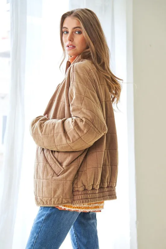 Crisp Days Comfy Quilting Zip Closure Jacket