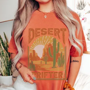 Desert Drifter Comfort Colors® Unisex Garment-Dyed T-shirt in Green, Yam, Mustard, White Distressed Desert Design