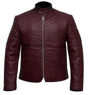 Diamond Classic Quilted Leather Jacket - Maroon