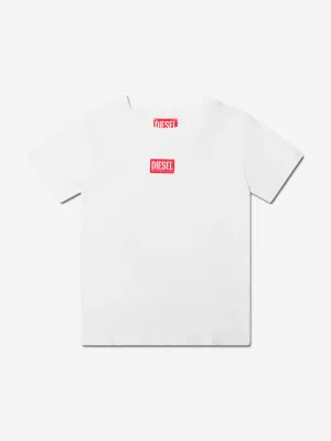 Diesel Boys Logo Print T-Shirt in White