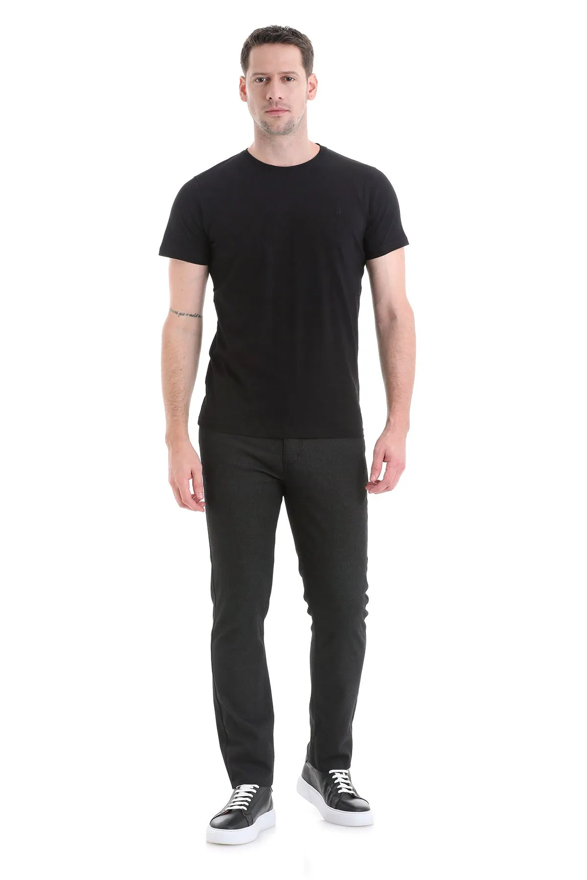 Dynamic Fit 5 Pocket Low Waist Cotton Black Casual Pants