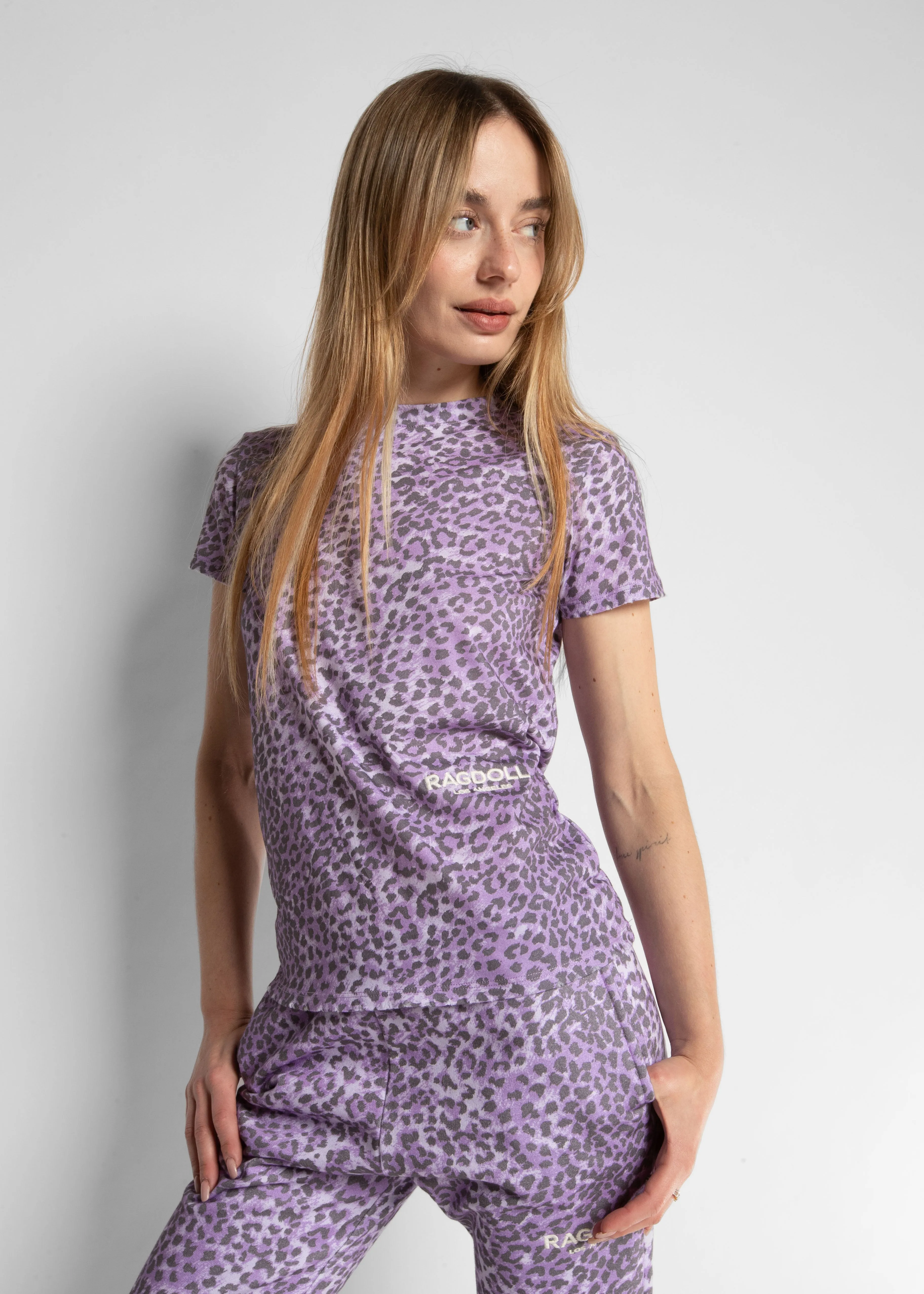 EASY VINTAGE TEE -LEOPARD VIOLET