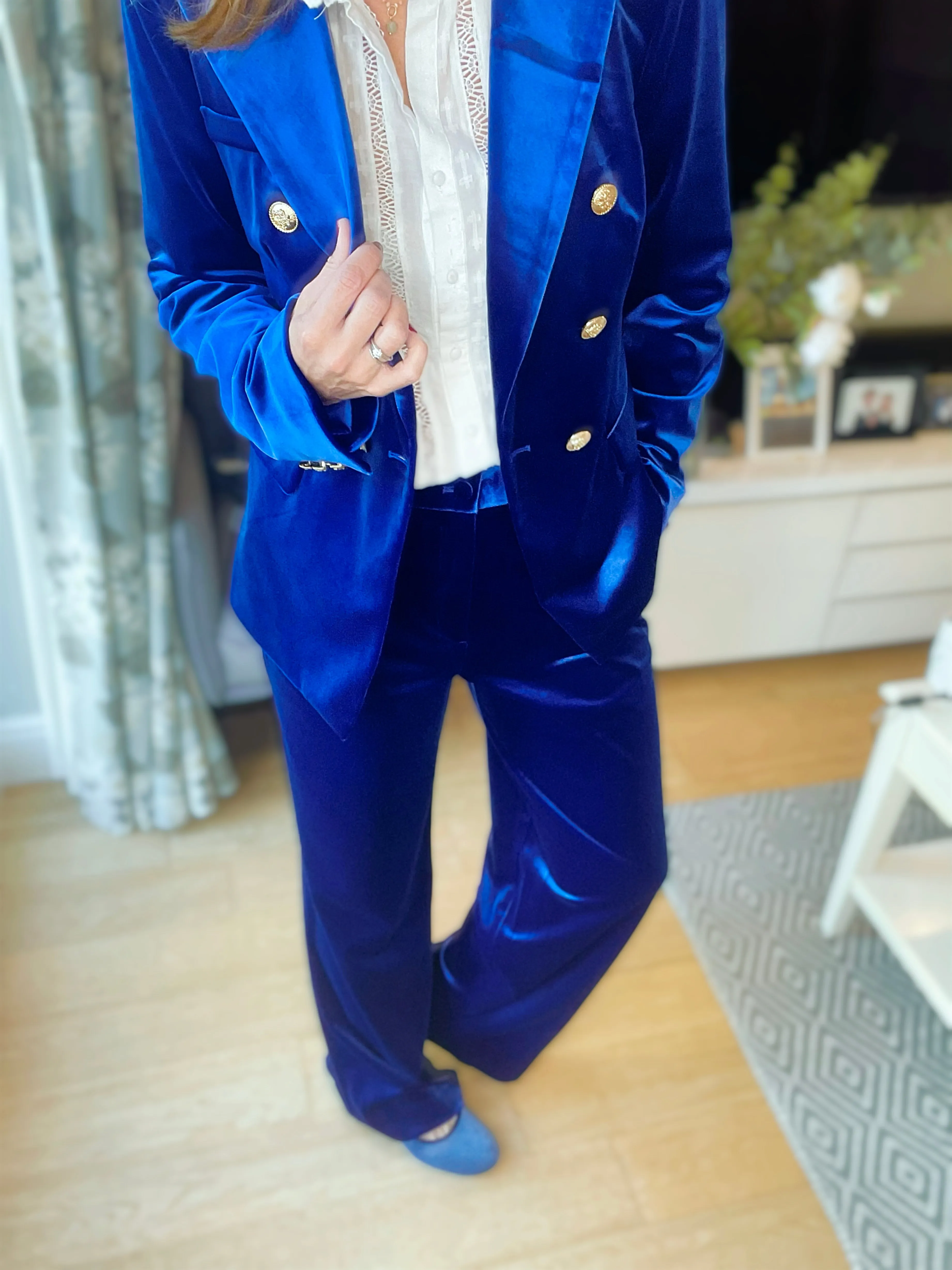 Electric Blue Velvet Trousers