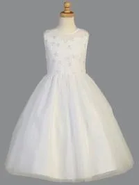 Embroidered and Beaded Sparkle Tulle First Communion Dress SP999