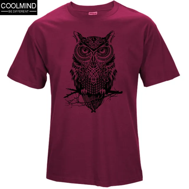 fashion short sleeve owl printed men tshirt cool funny men's tee shirts tops men T-shirt cotton casual mens t shirts T01