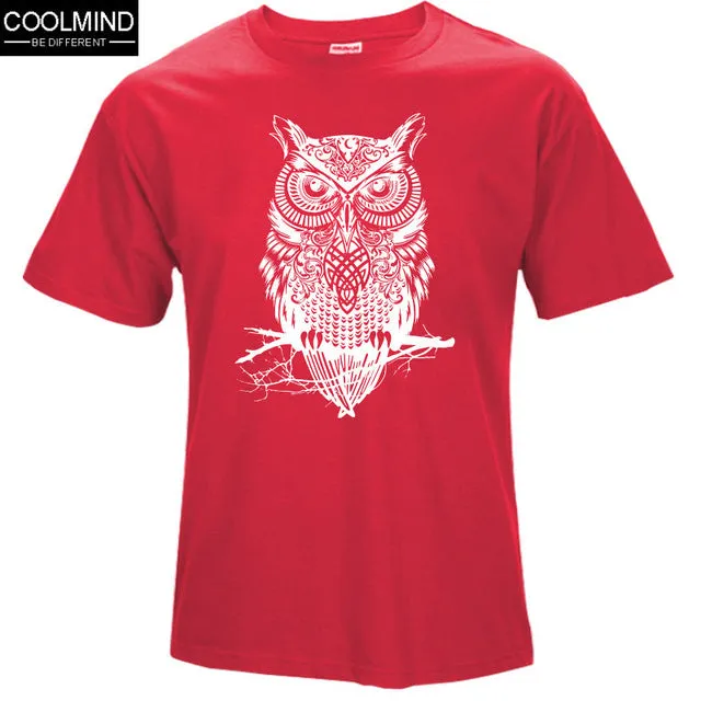 fashion short sleeve owl printed men tshirt cool funny men's tee shirts tops men T-shirt cotton casual mens t shirts T01