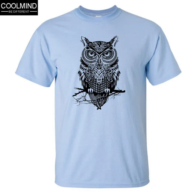 fashion short sleeve owl printed men tshirt cool funny men's tee shirts tops men T-shirt cotton casual mens t shirts T01