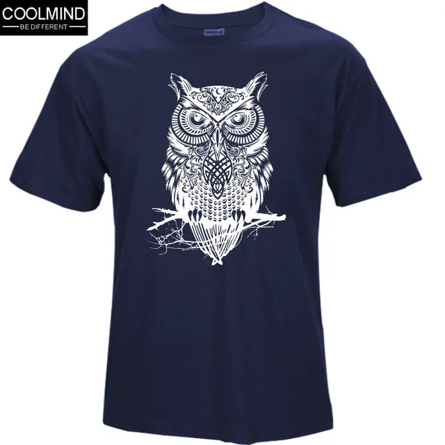 fashion short sleeve owl printed men tshirt cool funny men's tee shirts tops men T-shirt cotton casual mens t shirts T01