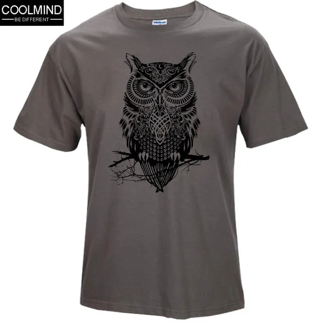 fashion short sleeve owl printed men tshirt cool funny men's tee shirts tops men T-shirt cotton casual mens t shirts T01