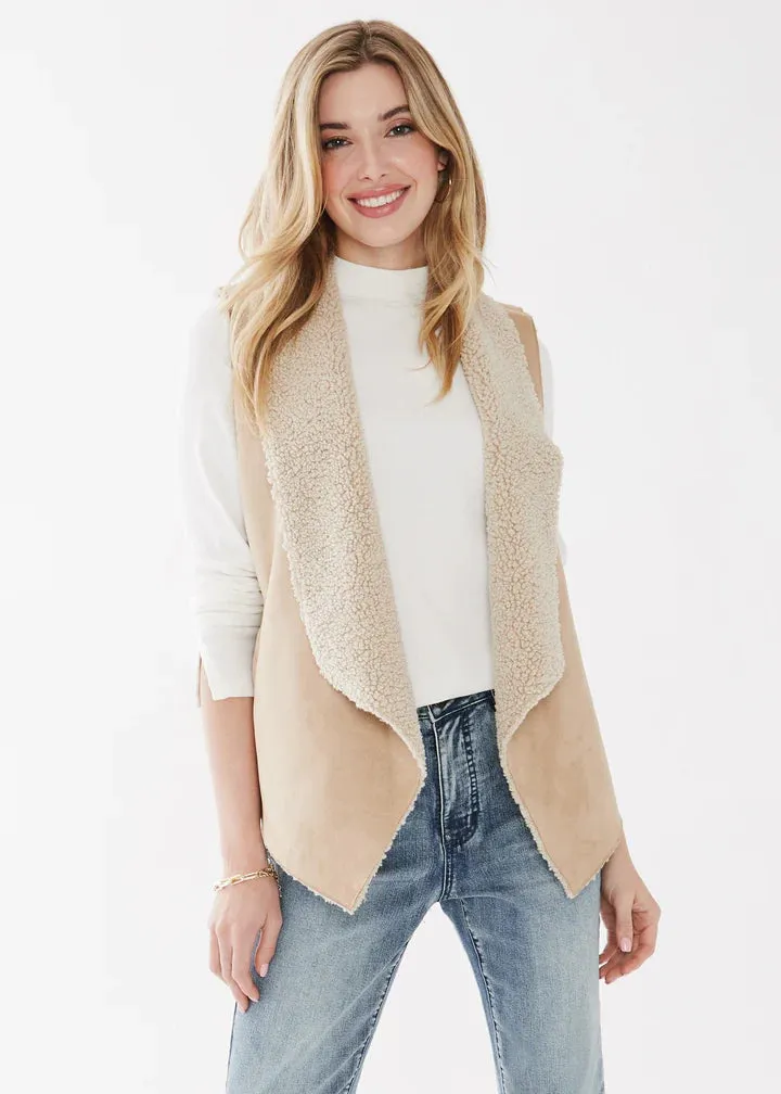 Faux Suede Sherpa Vest