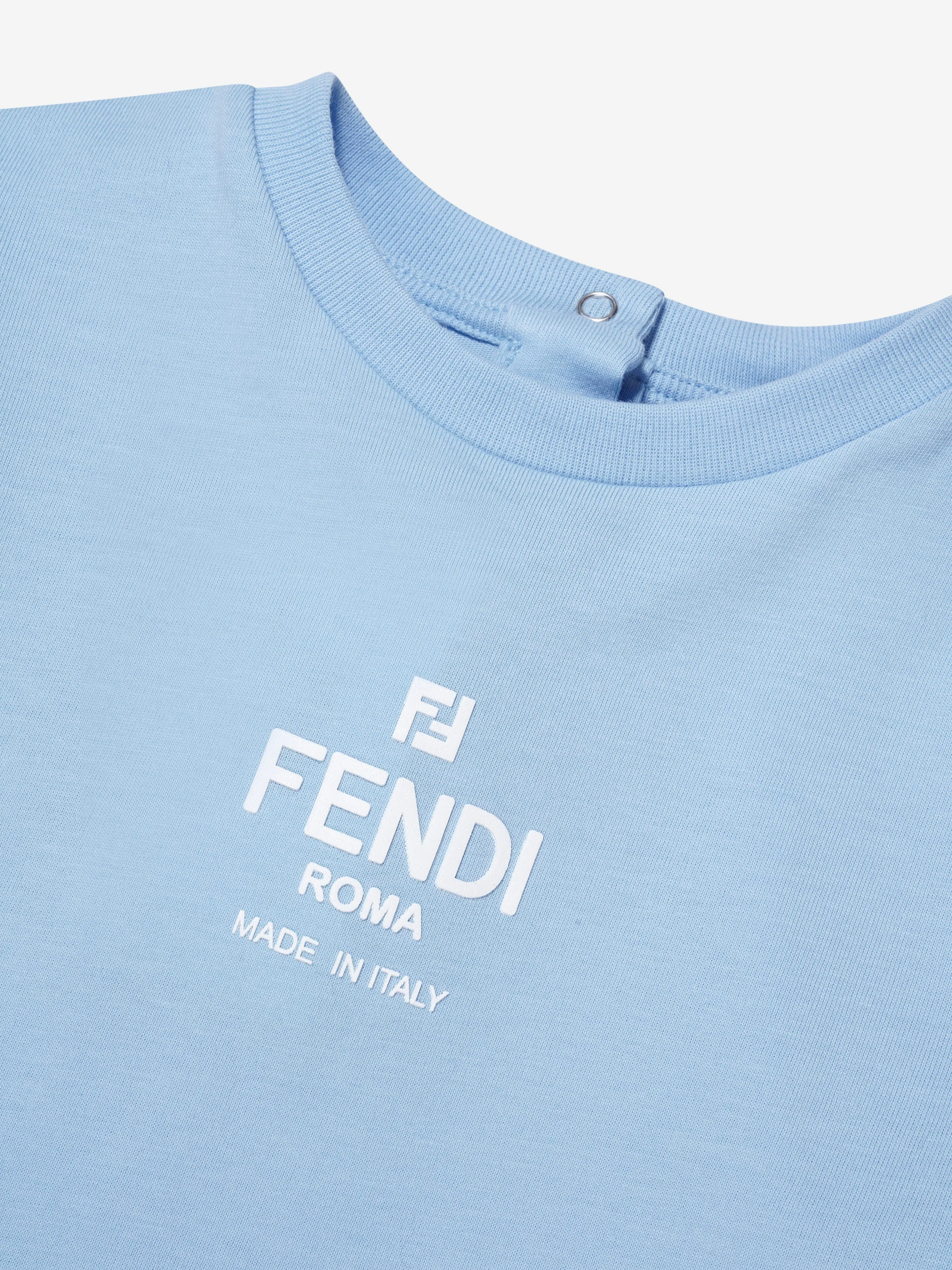 Fendi Baby Boys Logo T-Shirt in Blue