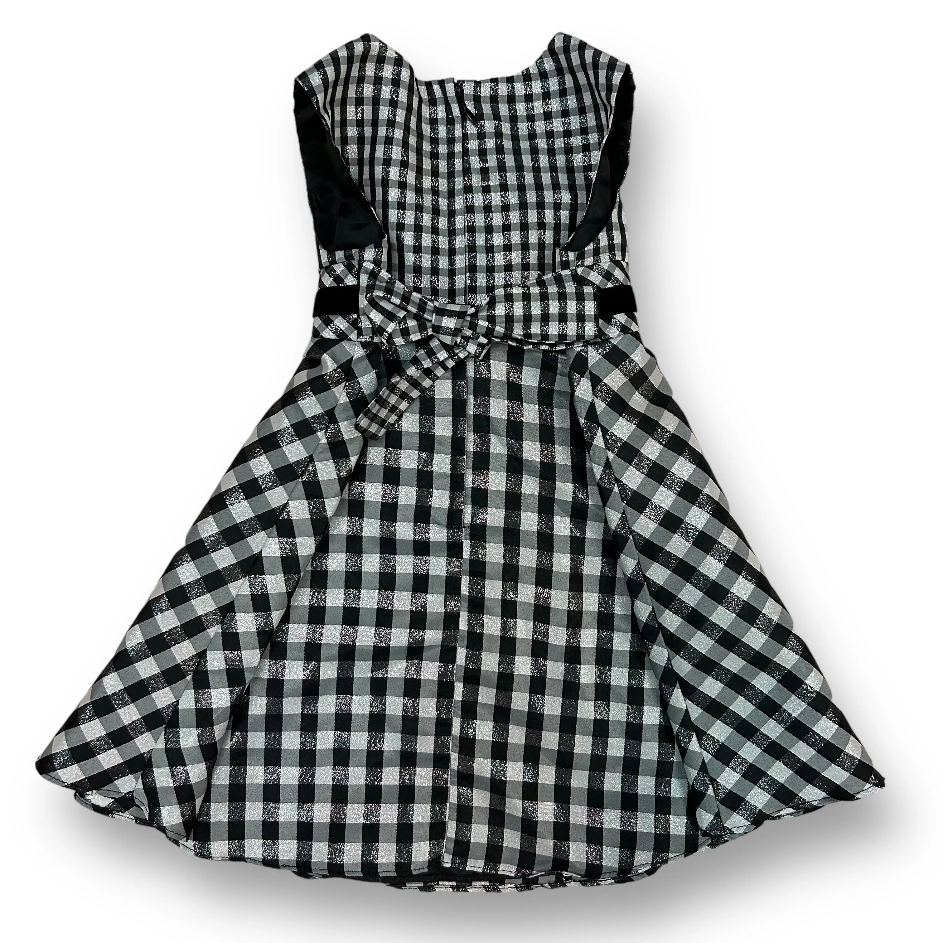 Girls Bonnie Jean Size 2T B&W Shimmer Checkered Holiday Dress