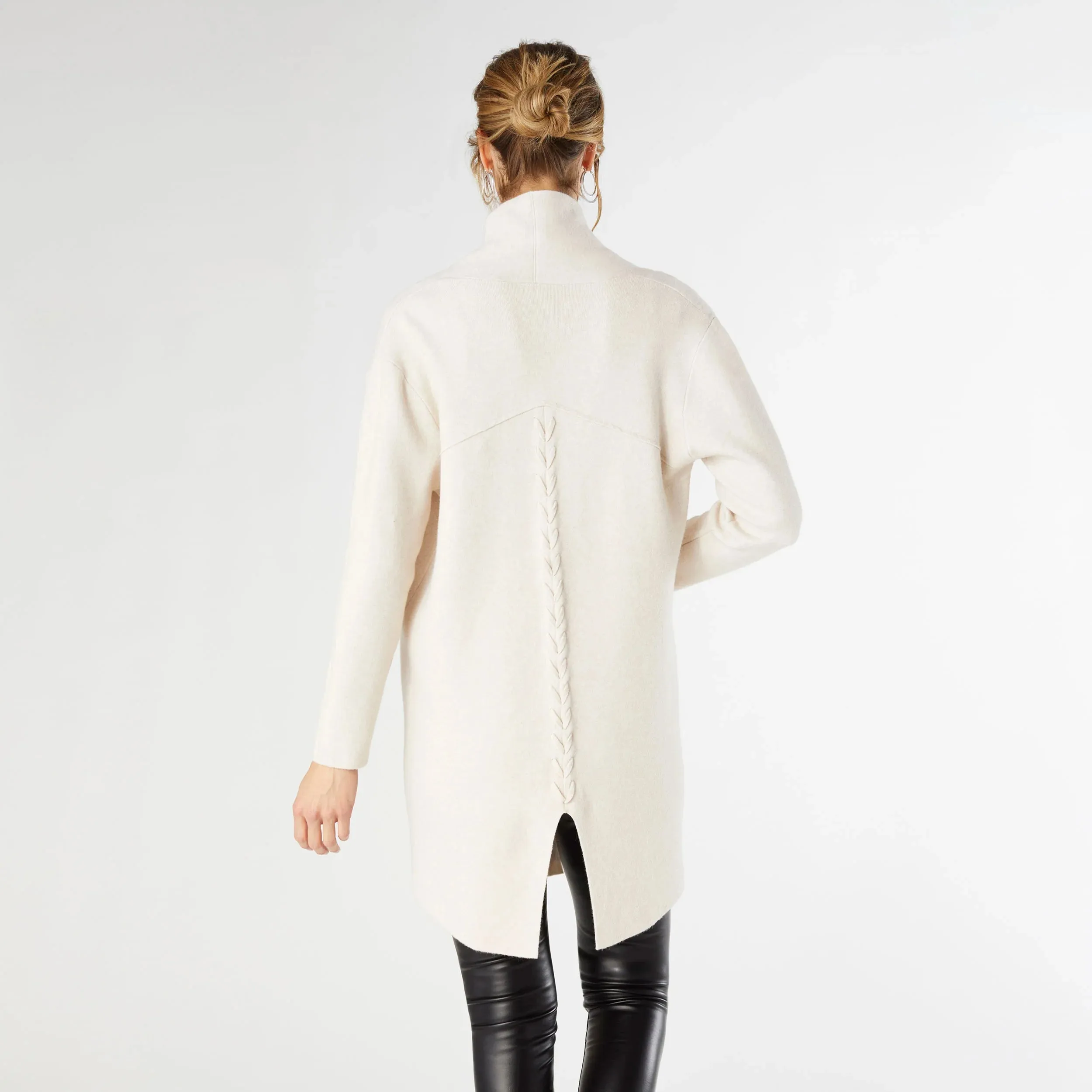 Heavenly-Luxe Long Cardigan with Lattice Back | Oatmeal