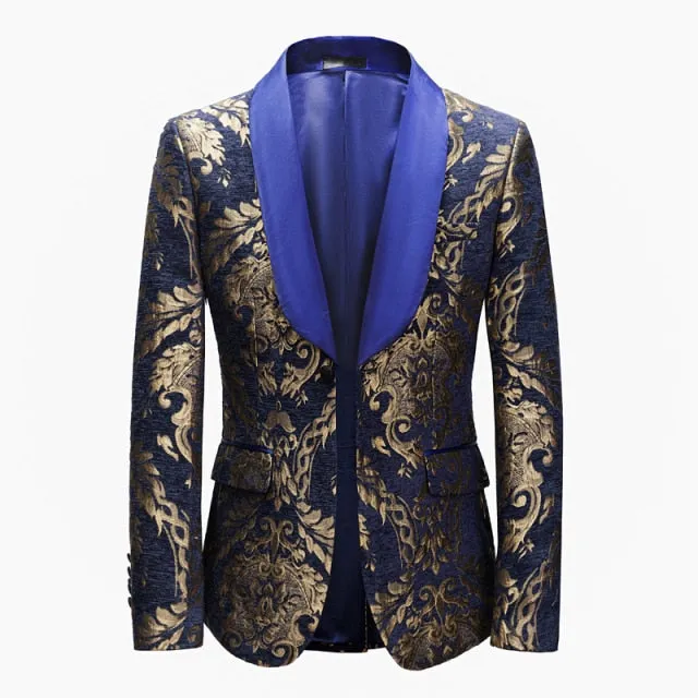 High-Quality Golden Floral Pattern Blazer