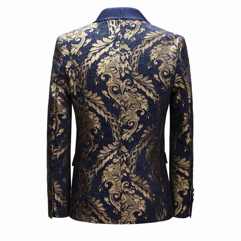 High-Quality Golden Floral Pattern Blazer