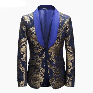 High-Quality Golden Floral Pattern Blazer