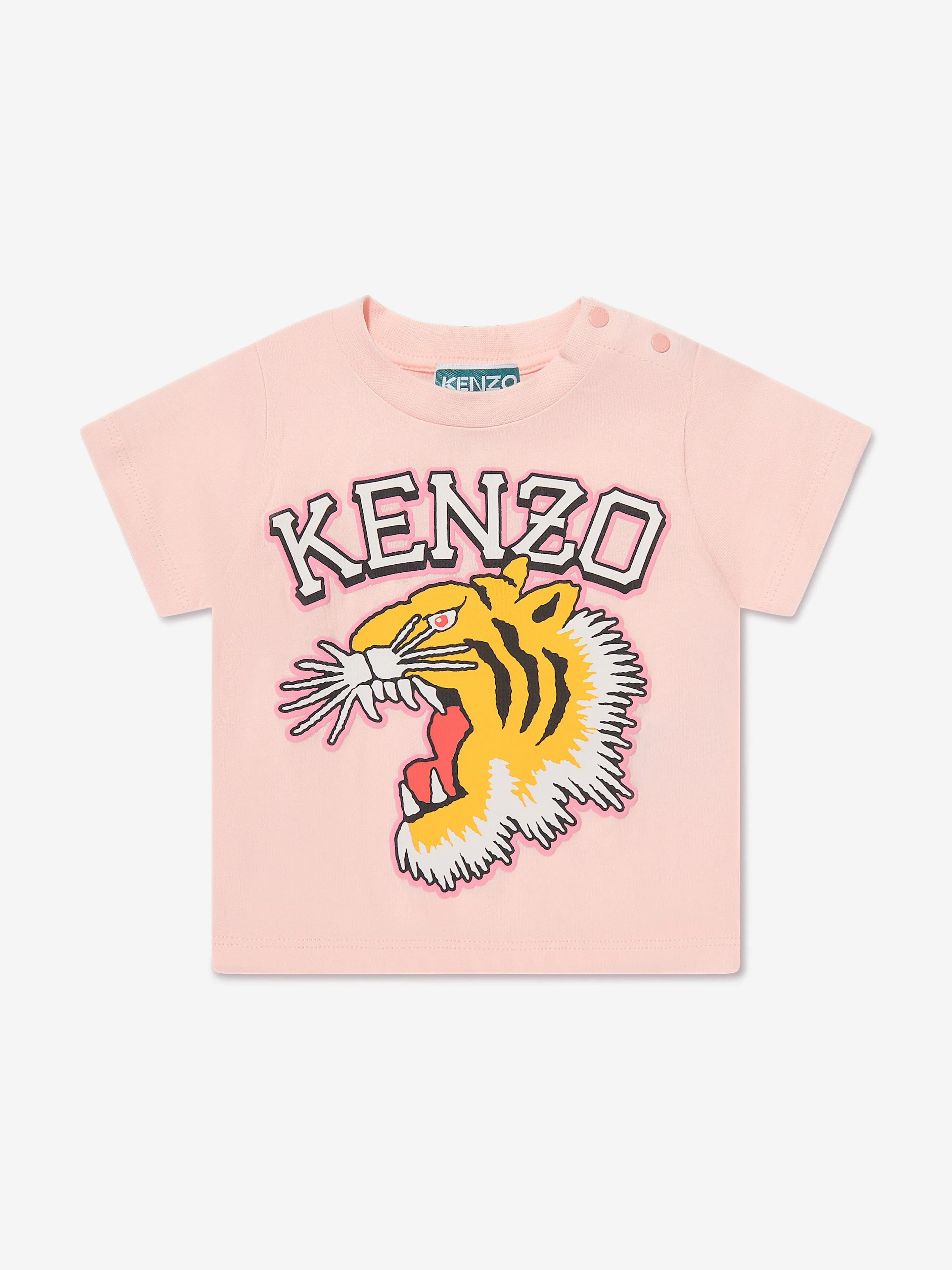 KENZO Baby Girls Tiger Logo T-Shirt in Pink