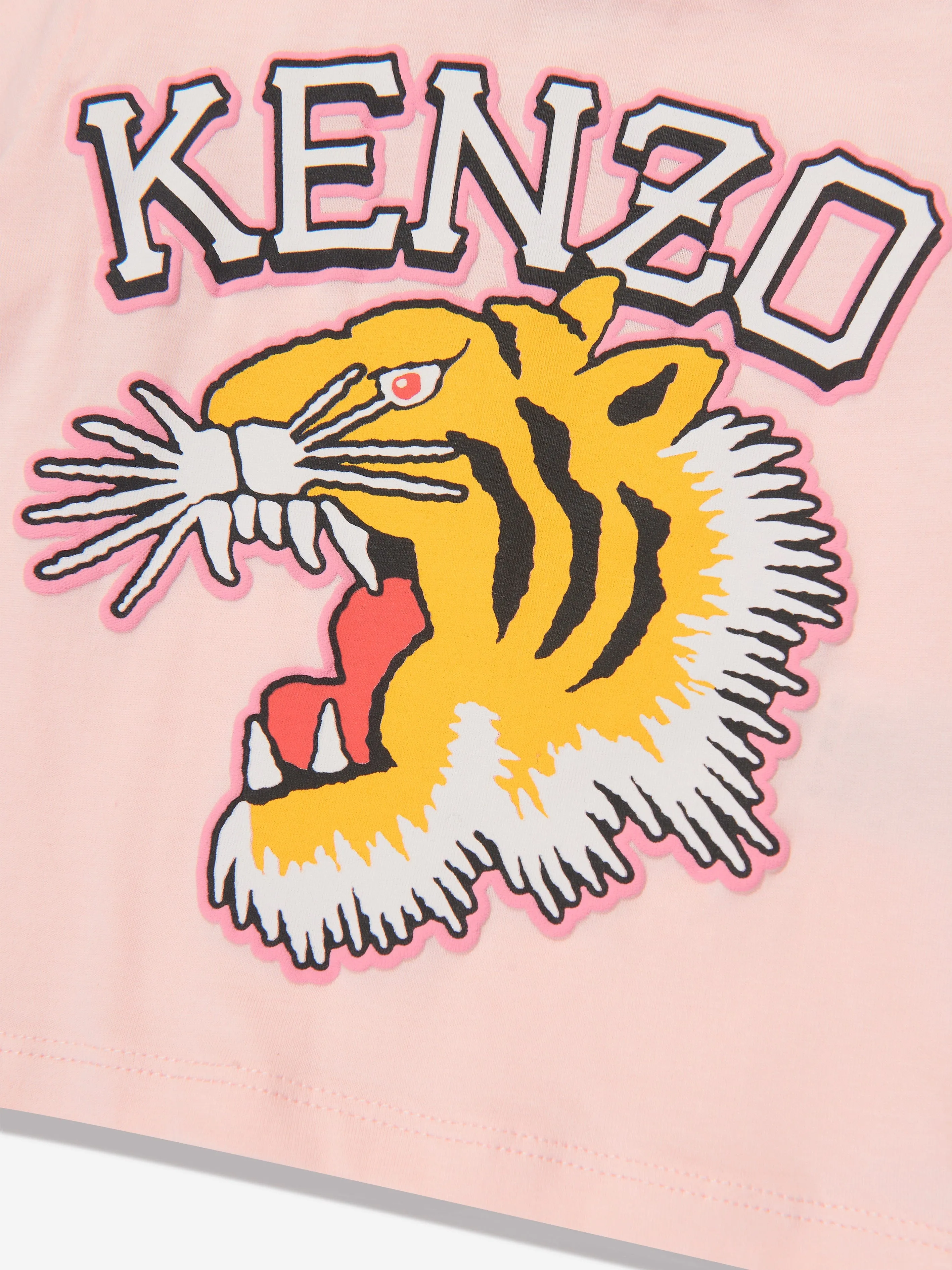 KENZO Baby Girls Tiger Logo T-Shirt in Pink