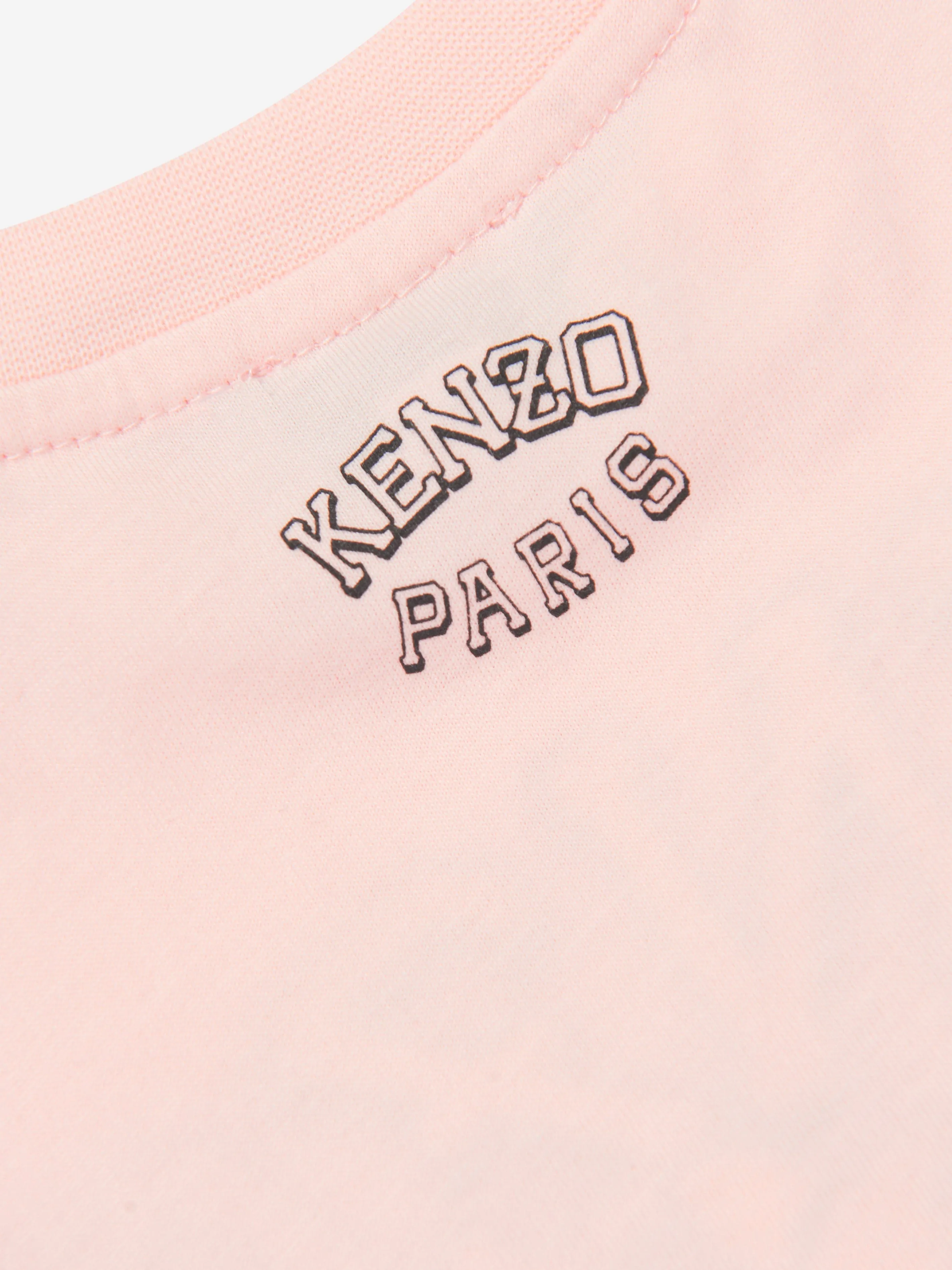 KENZO Baby Girls Tiger Logo T-Shirt in Pink