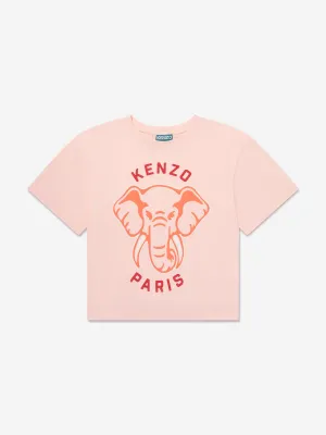 KENZO Girls Elephant Print T-Shirt in Pink