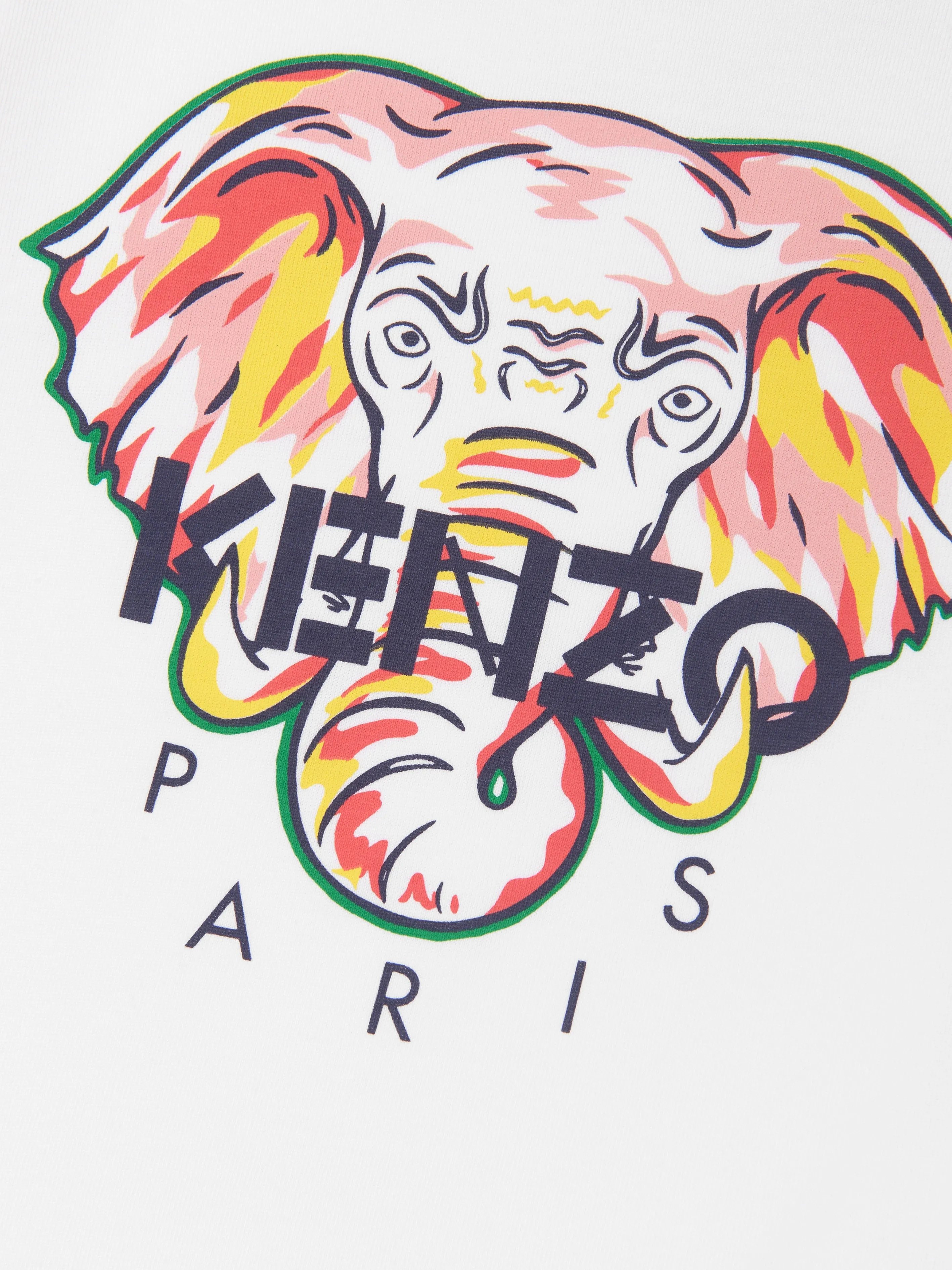 KENZO Girls Organic Cotton Elephant T-Shirt in White