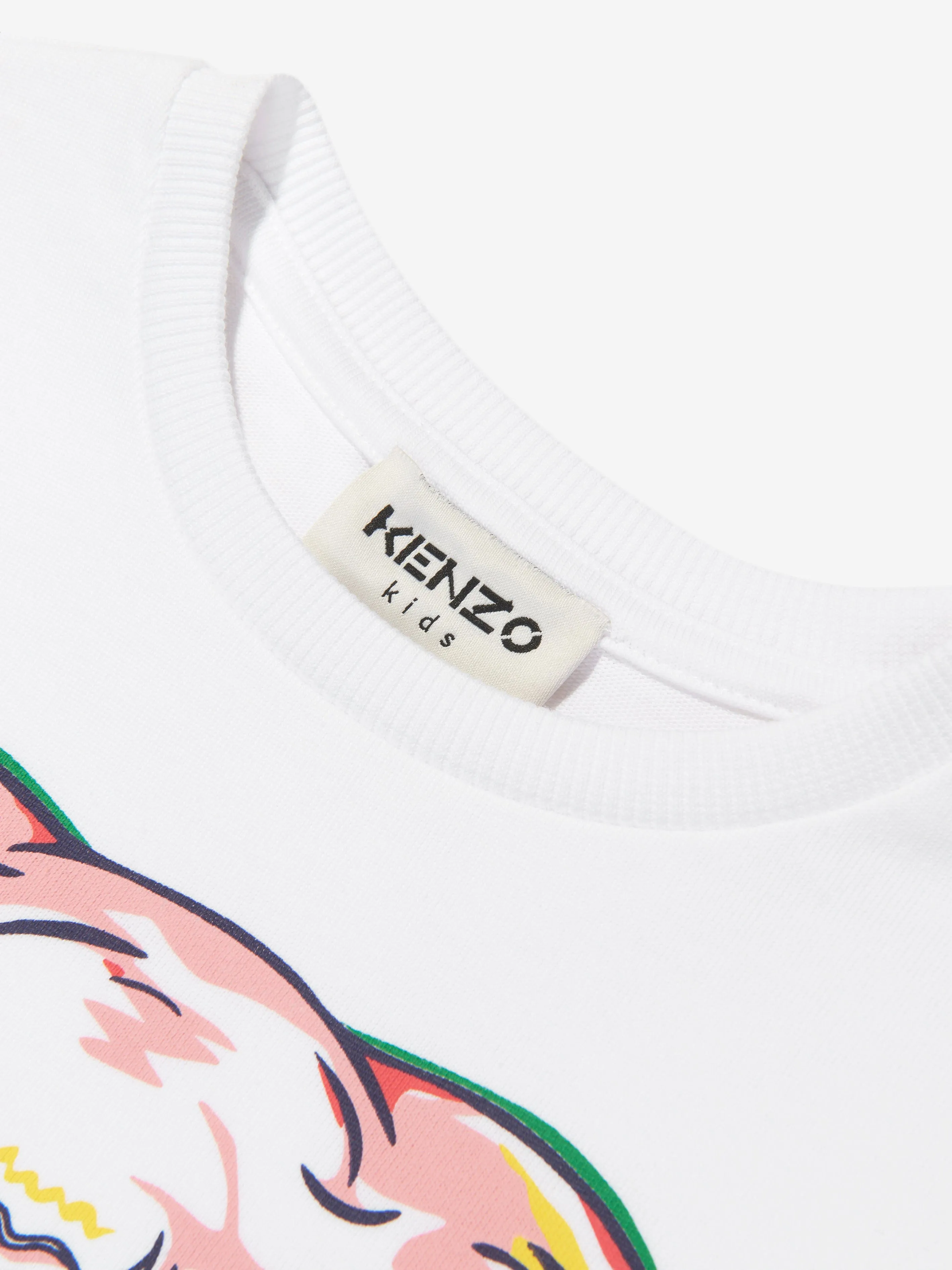 KENZO Girls Organic Cotton Elephant T-Shirt in White